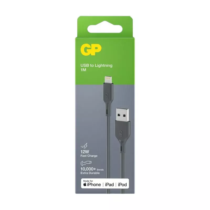 Cable GP Batteries CL1N 1m Lightning to USB A 12W 2.4A