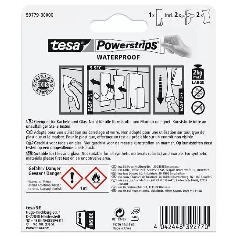 Towel hook TESA 59779-00000 Indoor Stainless steel