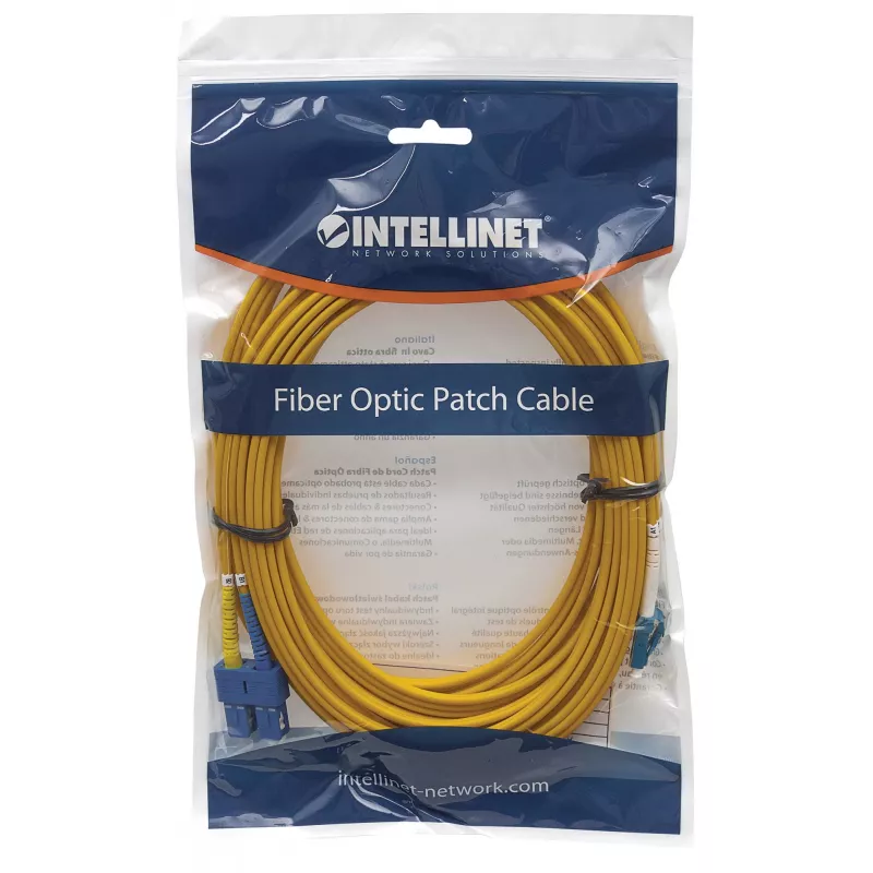 Intellinet Fiber Optic Patch Cable, OS2, LC/SC, 2m, Yellow, Duplex, Single-Mode, 9/125 µm, LSZH, Fibre, Lifetime Warranty