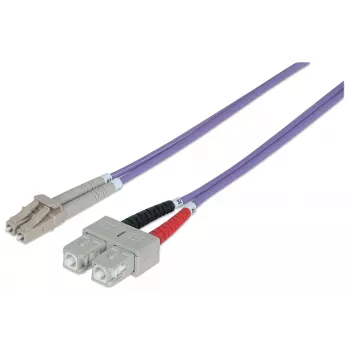 Intellinet Fiber Optic Patch Cable, OM4, LC/SC, 3m, Violet, Duplex, Multimode, 50/125 µm, LSZH, Fibre, Lifetime Warranty