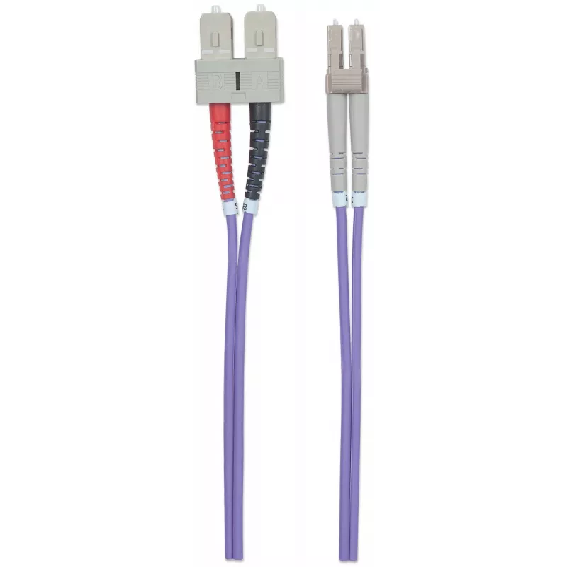 Intellinet Fiber Optic Patch Cable, OM4, LC/SC, 3m, Violet, Duplex, Multimode, 50/125 µm, LSZH, Fibre, Lifetime Warranty
