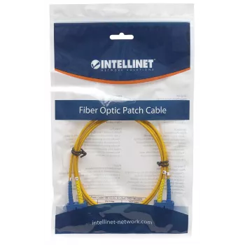 Intellinet Fiber Optic Patch Cable, OS2, SC/SC, 1m, Yellow, Duplex, Single-Mode, 9/125 µm, LSZH, Fibre, Lifetime Warranty