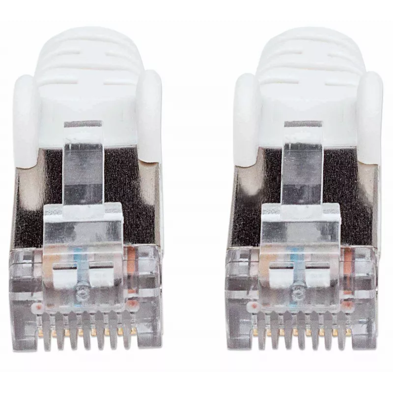 Intellinet Network Patch Cable, Cat7 Cable/Cat6A Plugs, 7.5m, White, Copper, S/FTP, LSOH / LSZH, PVC, RJ45, Gold Plated Contacts, Snagless, Booted, Lifetime Warranty