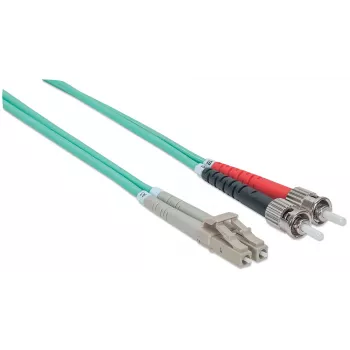 Intellinet Fiber Optic Patch Cable, OM3, ST/LC, 1m, Aqua, Duplex, Multimode, 50/125 µm, LSZH, Fibre, Lifetime Warranty