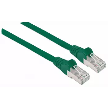 Intellinet Network Patch Cable, Cat7 Cable/Cat6A Plugs, 7.5m, Green, Copper, S/FTP, LSOH / LSZH, PVC, RJ45, Gold Plated Contacts, Snagless, Booted, Lifetime Warranty