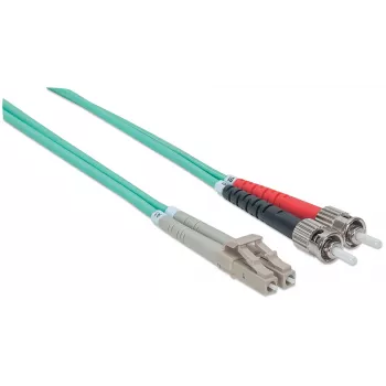 Intellinet Fiber Optic Patch Cable, OM3, ST/LC, 2m, Aqua, Duplex, Multimode, 50/125 µm, LSZH, Fibre, Lifetime Warranty