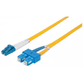 Intellinet Fiber Optic Patch Cable, OS2, LC/SC, 3m, Yellow, Duplex, Single-Mode, 9/125 µm, LSZH, Fibre, Lifetime Warranty