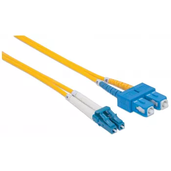 Intellinet Fiber Optic Patch Cable, OS2, LC/SC, 3m, Yellow, Duplex, Single-Mode, 9/125 µm, LSZH, Fibre, Lifetime Warranty