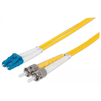 Intellinet Fiber Optic Patch Cable, OS2, LC/ST, 2m, Yellow, Duplex, Single-Mode, 9/125 µm, LSZH, Fibre, Lifetime Warranty