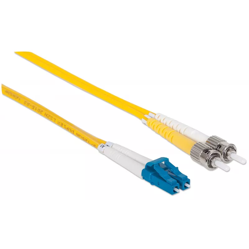Intellinet Fiber Optic Patch Cable, OS2, LC/ST, 2m, Yellow, Duplex, Single-Mode, 9/125 µm, LSZH, Fibre, Lifetime Warranty