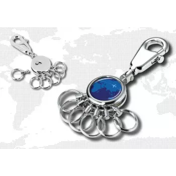 Key ring TROIKA AROUND THE WORLD Blue Silver Metal 25x90x9mm