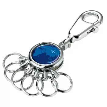 Key ring TROIKA AROUND THE WORLD Blue Silver Metal 25x90x9mm