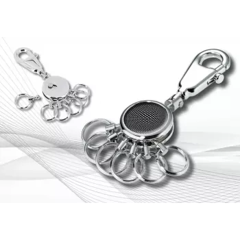 Key ring TROIKA BLACK VISION Black Silver Metal 25mm 90mm 9mm