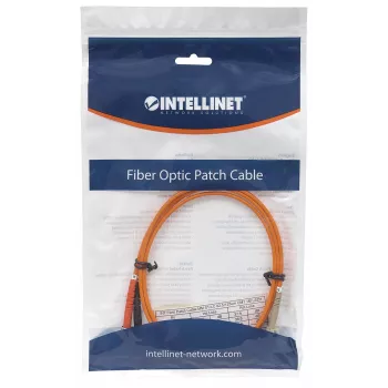 Intellinet Fiber Optic Patch Cable, OM1, LC/ST, 3m, Orange, Duplex, Multimode, 62.5/125 µm, LSZH, Fibre, Lifetime Warranty