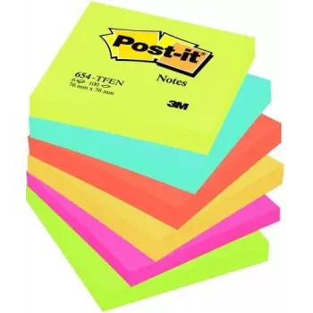 Note Paper Square 3M M654TFEN Blue Green Orange Pink Yellow
