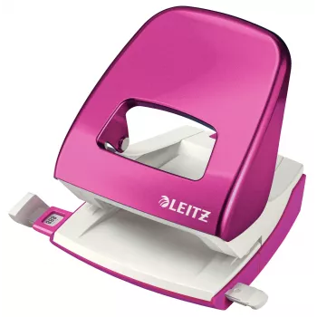 Leitz NeXXt Hole Punch WOW 5008 Metal 2-hole / 30sheets, 30 sheets, Pink, White, Metal, Plastic, 8 cm, 5.5 mm, A4, A5, A6, Folio, US-Quart, 8 x 8 x 8 cm