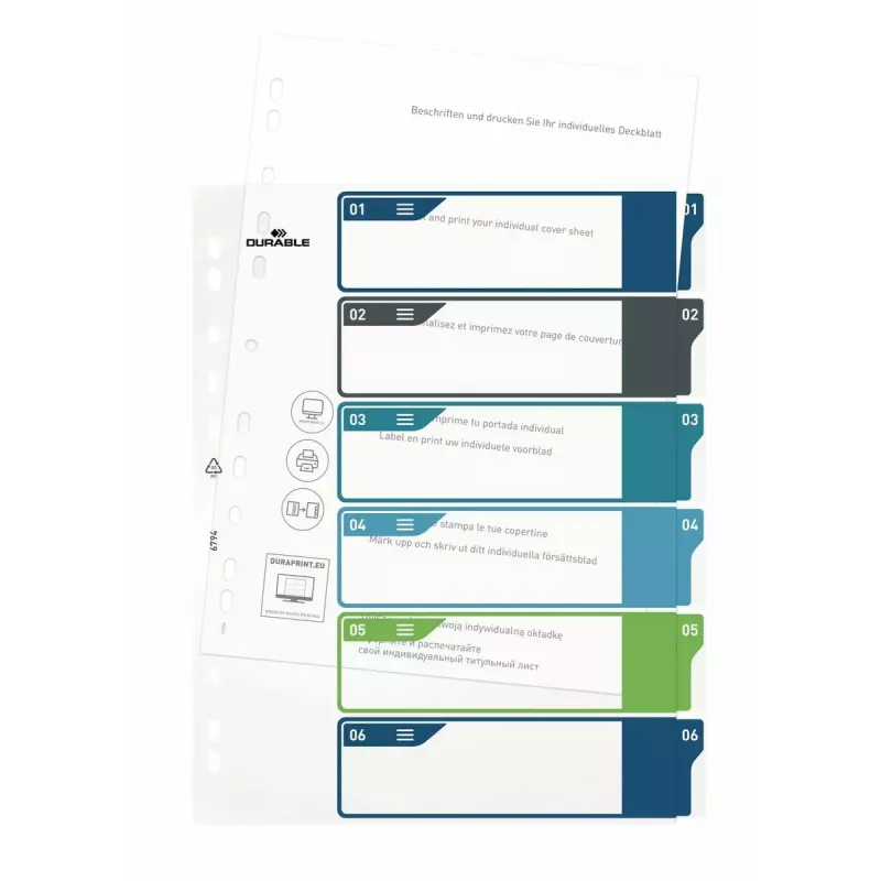 Blank tab index Durable 679427 Polypropylene Multicolour 30.5x24.5 cm