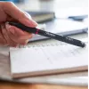 Retractable gel pen Sharpie S-Gel Black — white barrel, 0.7 mm medium tip, clip, ambidextrous