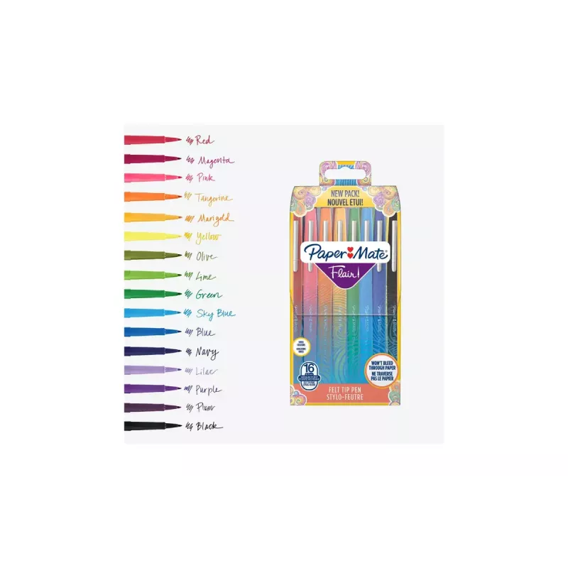 Felt Pen Medium Papermate Flair Multicolour 16 pc(s)