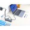 Manhattan USB-C Dock/Hub with Card Reader, Ports (x7): Ethernet, HDMI, USB-A (x3) and USB-C (x2), with Power Delivery (PD) 100W- requires external USB-C charger (not included). USB powered (no external power supply required) when PD is not in use