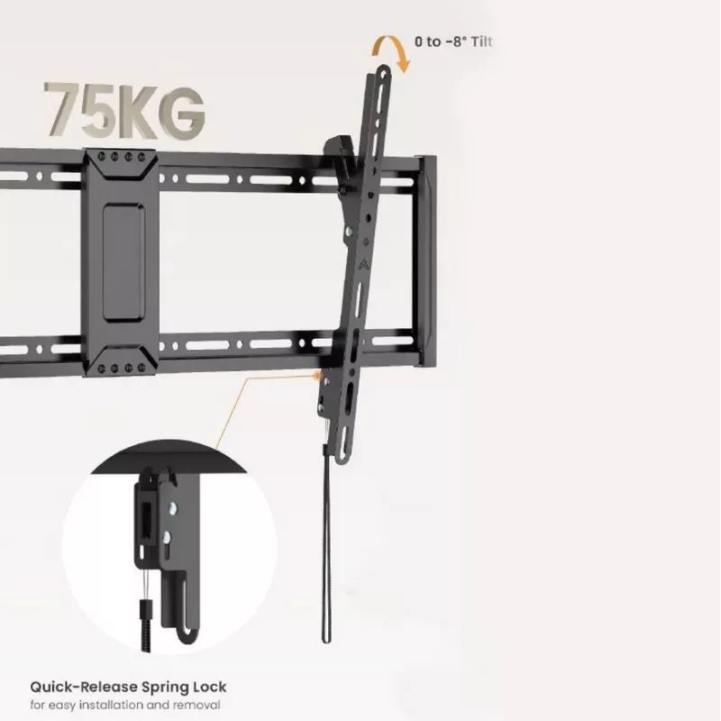 TV wall mount bracket EQUIP 43 inch–95 inch Tilt Slim for 75 kg TVs, VESA 200x200–800x400, tilt 0–8°, 4.2 cm distance, black