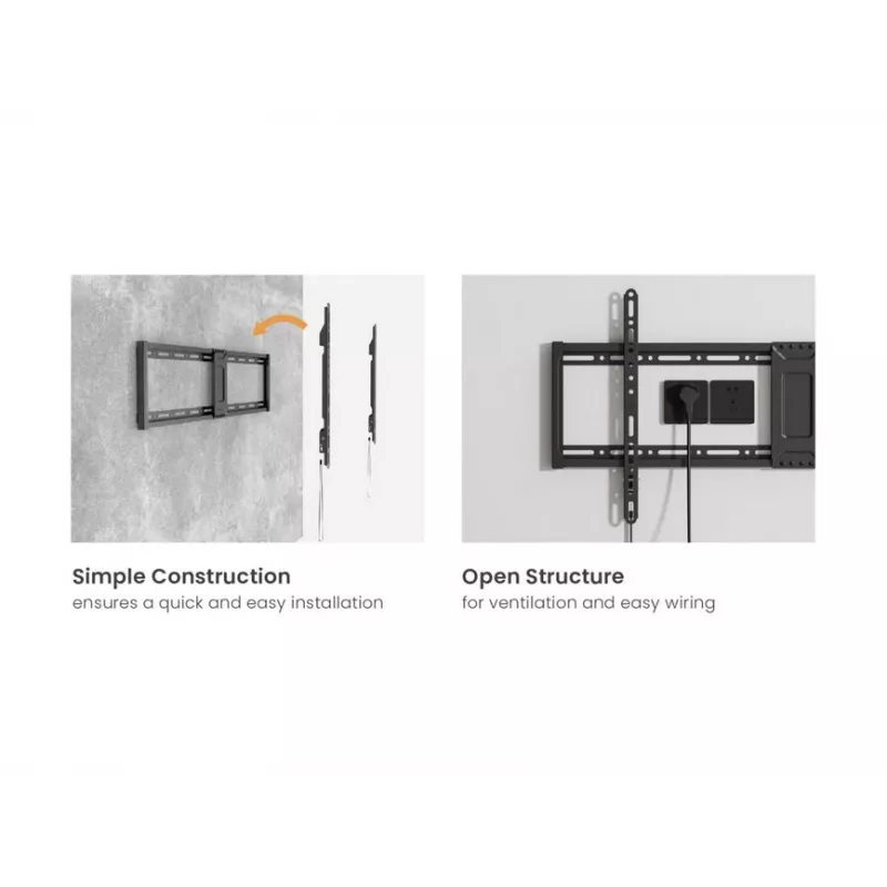 TV wall mount bracket EQUIP 43 inch–95 inch Tilt Slim for 75 kg TVs, VESA 200x200–800x400, tilt 0–8°, 4.2 cm distance, black