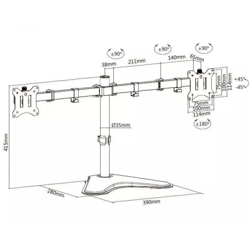 Equip 17 inch-32 inch Economy Dual Monitor Tabletop Stand