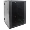 Intellinet 19 inch Network Cabinet - Wall Mount (Double Section Hinged Swing Out), 15U, 550mm Deep, Black, Assembled, Max 30kg, Swings out for access to back of cabinet when installed on wall, 19 inch,Usable Depth 425mm, Parts for wall installation not included