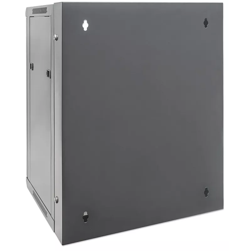 Intellinet 19 inch Network Cabinet - Wall Mount (Double Section Hinged Swing Out), 15U, 550mm Deep, Black, Assembled, Max 30kg, Swings out for access to back of cabinet when installed on wall, 19 inch,Usable Depth 425mm, Parts for wall installation not included