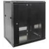 Intellinet 19 inch Network Cabinet - Wall Mount (Standard), 15U, 600mm Deep, Black, Flatpack, Max 60kg, Metal & Glass Door, Back Panel, Removeable Sides, Suitable also for use on desk or floor, Usable Depth 410mm, Parts for wall installation not included
