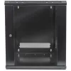 Intellinet 19 inch Network Cabinet - Wall Mount (Standard), 15U, 600mm Deep, Black, Flatpack, Max 60kg, Metal & Glass Door, Back Panel, Removeable Sides, Suitable also for use on desk or floor, Usable Depth 410mm, Parts for wall installation not included