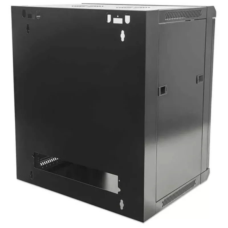 Intellinet 19 inch Network Cabinet - Wall Mount (Standard), 15U, 600mm Deep, Black, Flatpack, Max 60kg, Metal & Glass Door, Back Panel, Removeable Sides, Suitable also for use on desk or floor, Usable Depth 410mm, Parts for wall installation not included