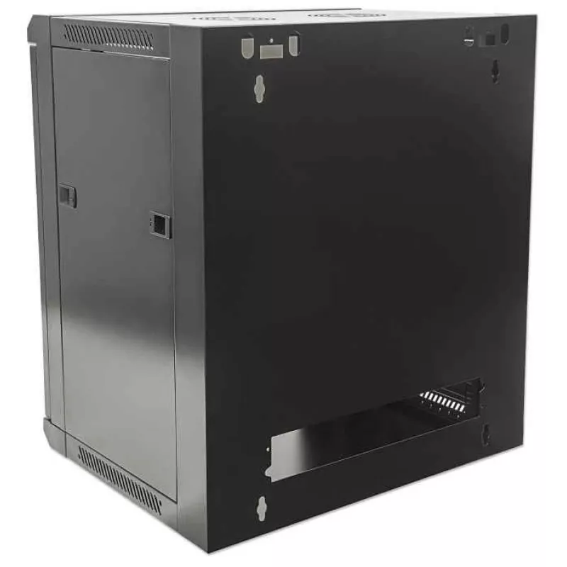 Intellinet 19 inch Network Cabinet - Wall Mount (Standard), 15U, 600mm Deep, Black, Flatpack, Max 60kg, Metal & Glass Door, Back Panel, Removeable Sides, Suitable also for use on desk or floor, Usable Depth 410mm, Parts for wall installation not included