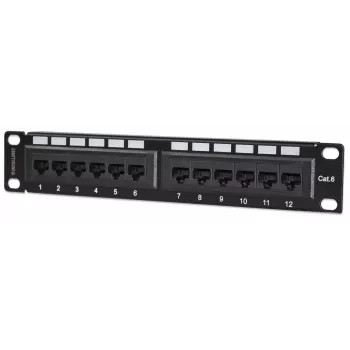Intellinet Patch Panel, Cat6, 10 inch, UTP, 1U, 12-Port, Black