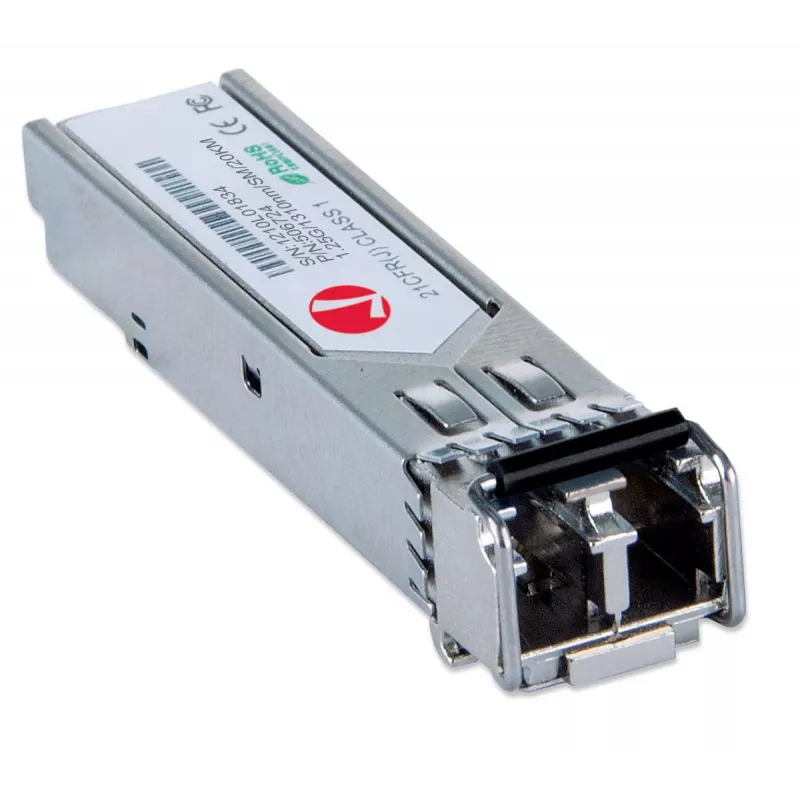 Intellinet Transceiver Module Optical, Gigabit Fiber SFP Mini-GBIC, 1000Base-Lx (LC) Single-Mode Port, 20km, Wavelength 1310nm, Ethernet, Fibre, MSA Compliant, Equivalent to Cisco GLC-LH-SM, Three Year Warranty