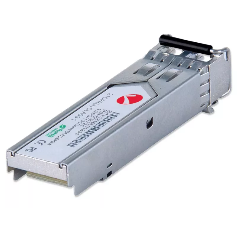 Intellinet Transceiver Module Optical, Gigabit Fiber SFP Mini-GBIC, 1000Base-Lx (LC) Single-Mode Port, 20km, Wavelength 1310nm, Ethernet, Fibre, MSA Compliant, Equivalent to Cisco GLC-LH-SM, Three Year Warranty