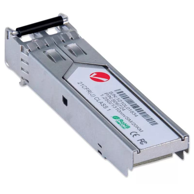 Intellinet Transceiver Module Optical, Gigabit Fiber SFP Mini-GBIC, 1000Base-Lx (LC) Single-Mode Port, 20km, Wavelength 1310nm, Ethernet, Fibre, MSA Compliant, Equivalent to Cisco GLC-LH-SM, Three Year Warranty