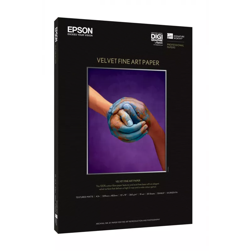 Epson Velvet Fine Art Paper, DIN A2, 260g/m², 25 Sheets, 42 cm, Matt, 480 µm, 260 g/m²