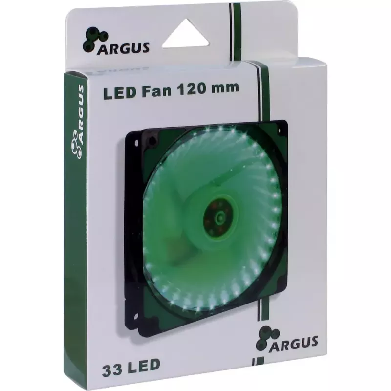 Fan Inter-Tech L-12025 Computer case Fan 12 cm Black Green