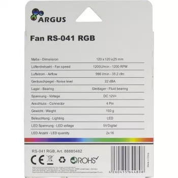 Fan Inter-Tech RS-041 RGB 12 cm Black