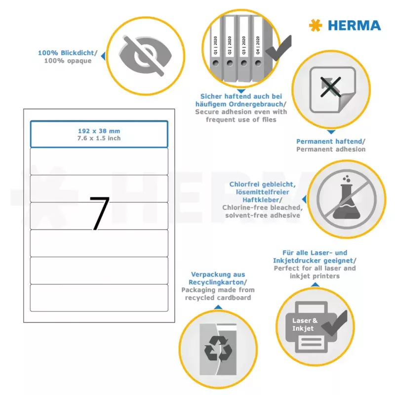 File spine labels HERMA A4 192x38 mm 70 pcs