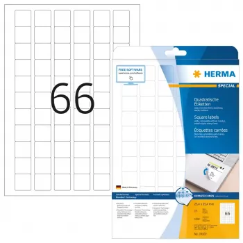 Self-adhesive labels HERMA Removable A4 25.4x25.4 mm 1650 pcs