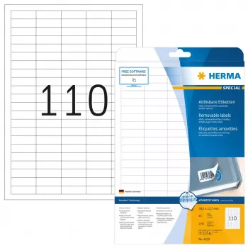 Self-adhesive printer label HERMA Removable labels A4 38.1x12.7 mm