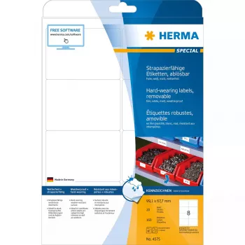 Self-adhesive label HERMA 4575 Removable White 160 pc(s)