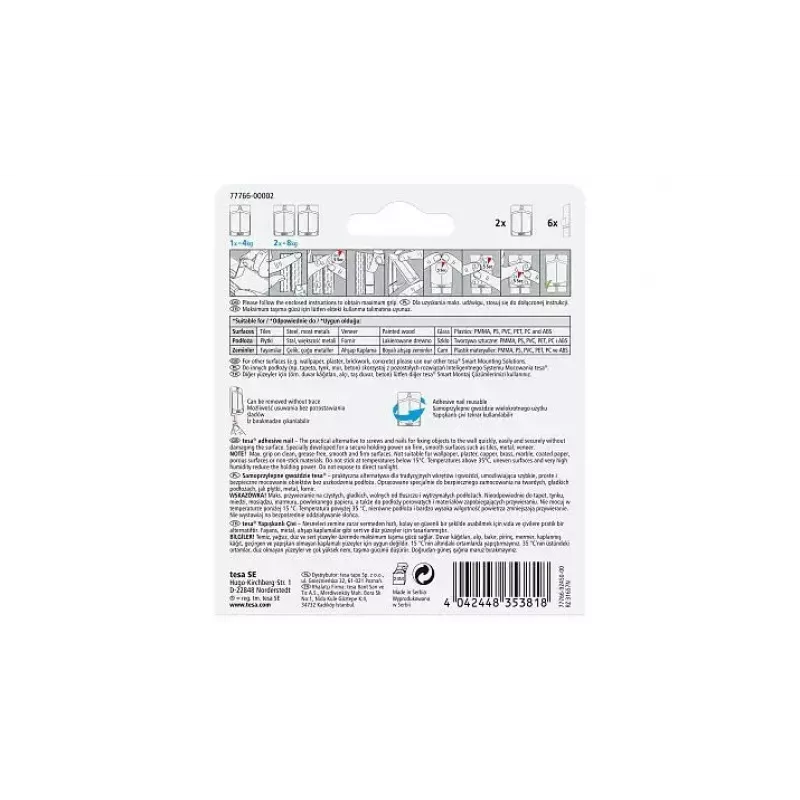 Universal hook TESA 77766 Indoor White 2 pc(s)