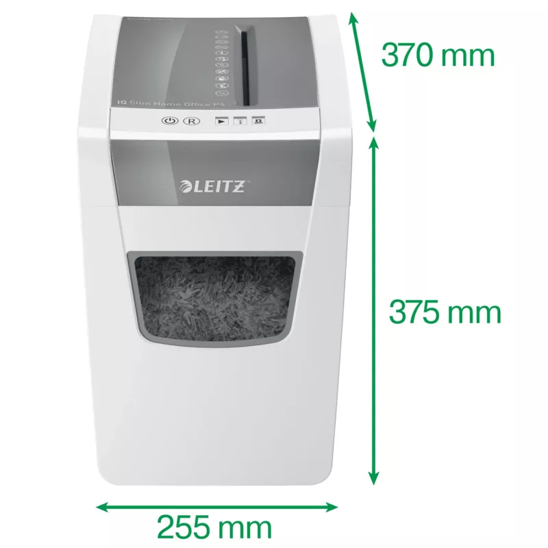 Leitz IQ Slim Home Office Paper Shredder P4, Cross shredding, 22 cm, 4 x 28 mm, 23 L, 225 sheets, 58 dB