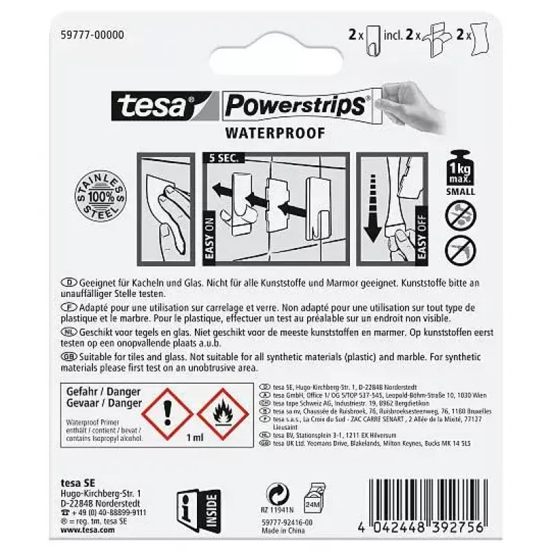 Towel hook TESA 59777-00000 Metallic Indoor 2 pcs