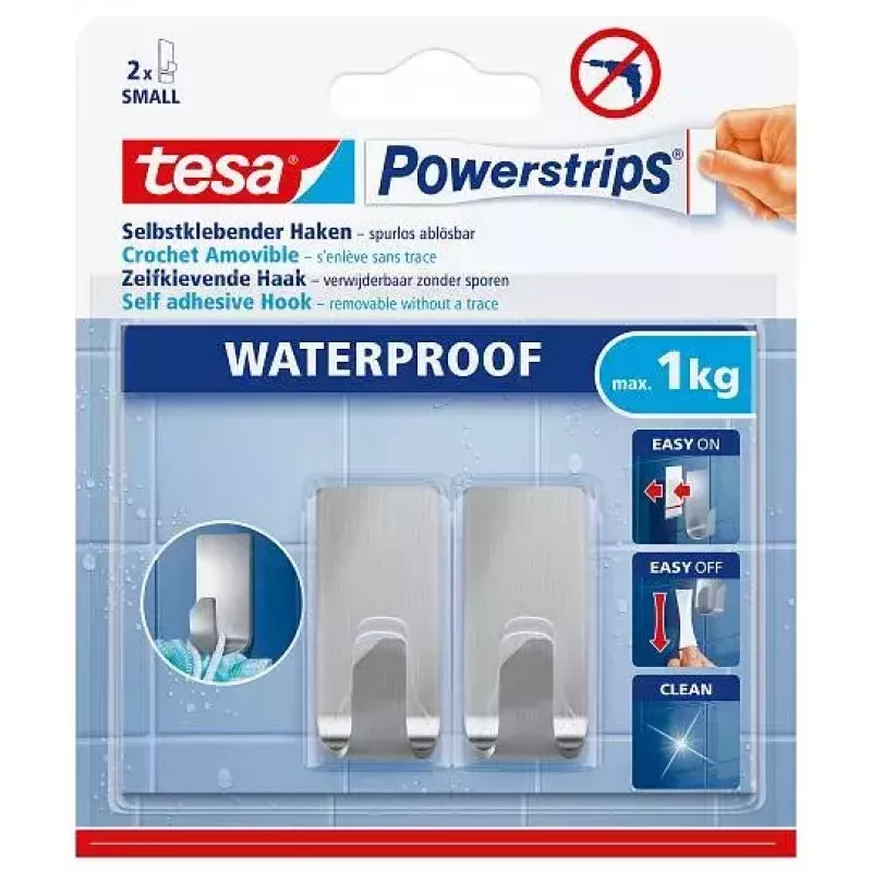Towel hook TESA 59777-00000 Metallic Indoor 2 pcs