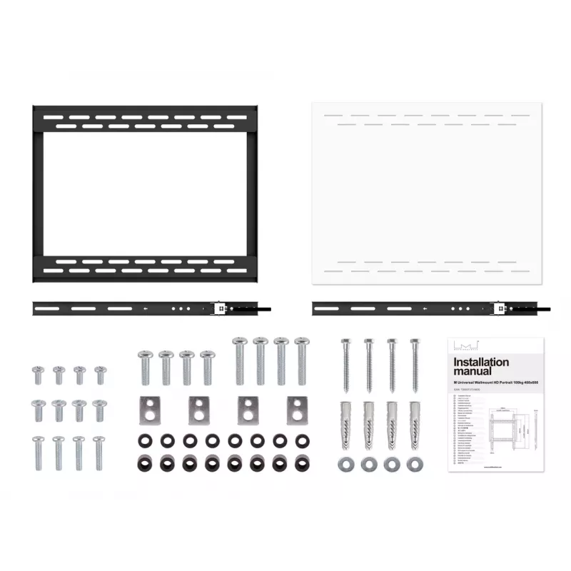 Wallmount MULTIBRACKETS M Universal HD Portrait wall bracket for 60 inch–100 inch screens, VESA 200x200–400x600, load 100 kg, black
