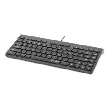 Manhattan Slim Wired USB Mini Keyboard, 12 Multimedia/Function Keys, Built-in 1.5 m (5 ft.) USB-A Cable, Compact, Low-Profile Format, for PC and Laptop, Black